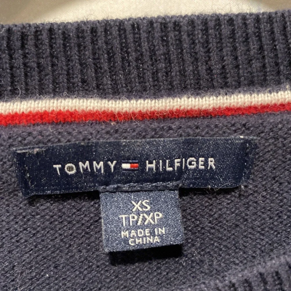 Tommy Hilfiger Women's Sweater Blue Knit Sweater Classic Logo Tommy Jeans